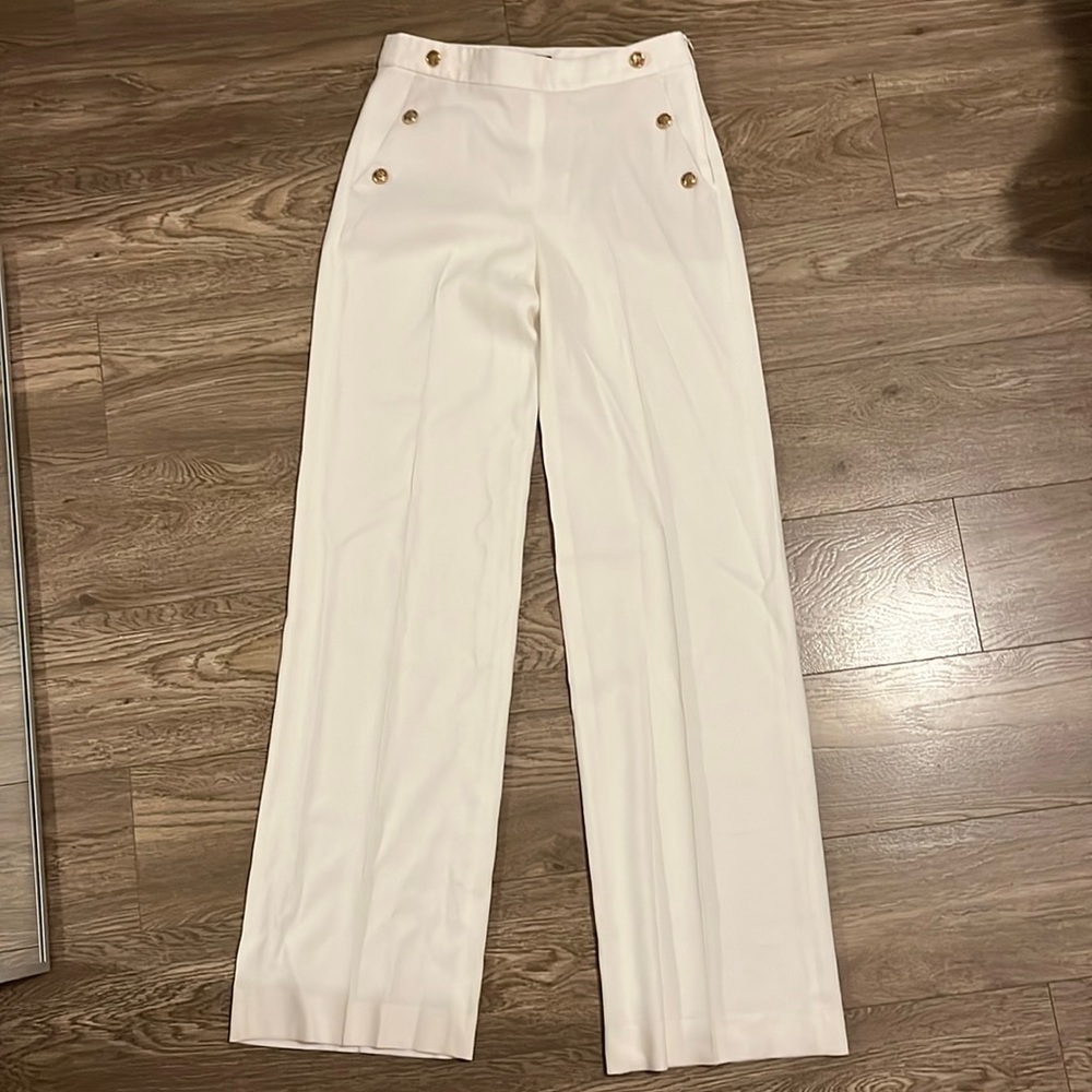 Massimo Dutti ivory wide leg trousers